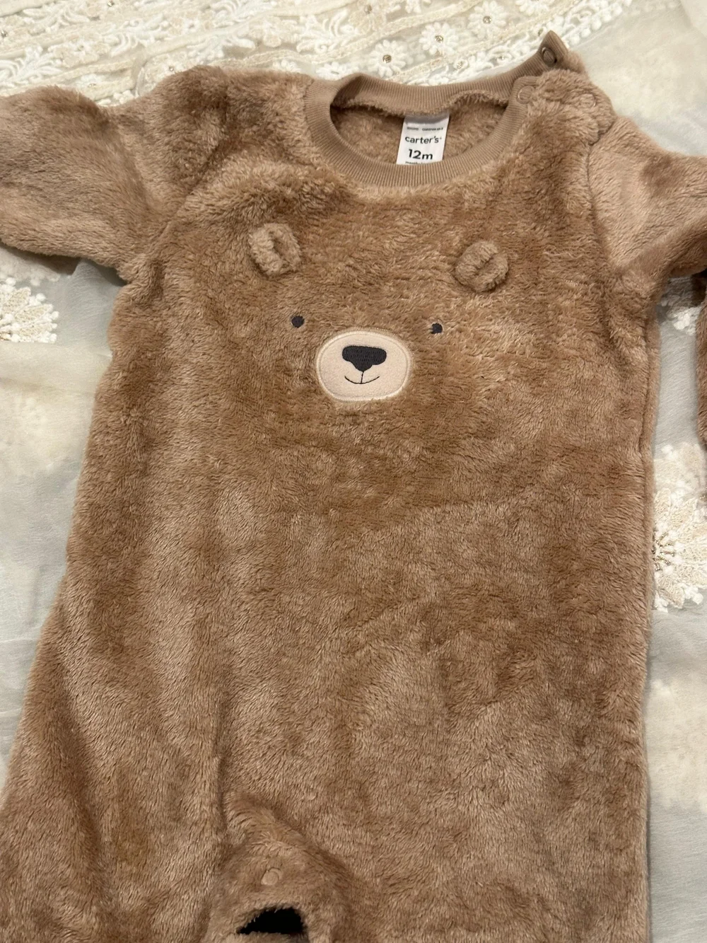 Carter's Brown Plush Bear Footed One-Piece